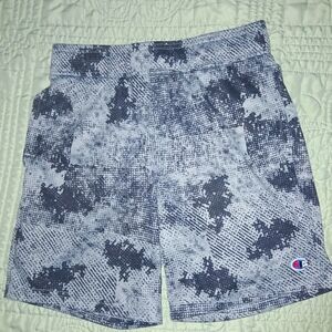 Champion Gray and Black Athletic Shorts with Tie-Dye Pattern L 14-16